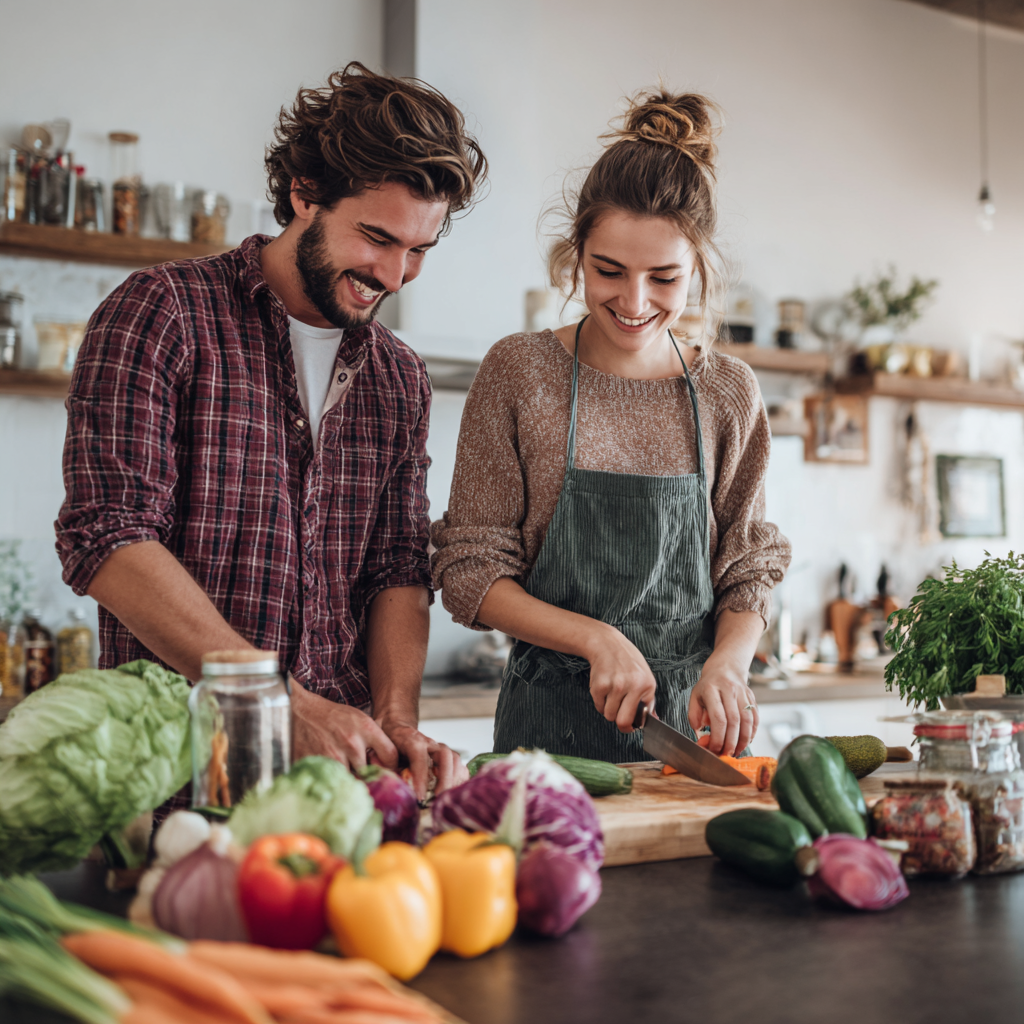 Magyar család a helyi piacon friss szezonális zöldségeket és gyümölcsöket vásárol, mosolygós arcokkal a szabadban